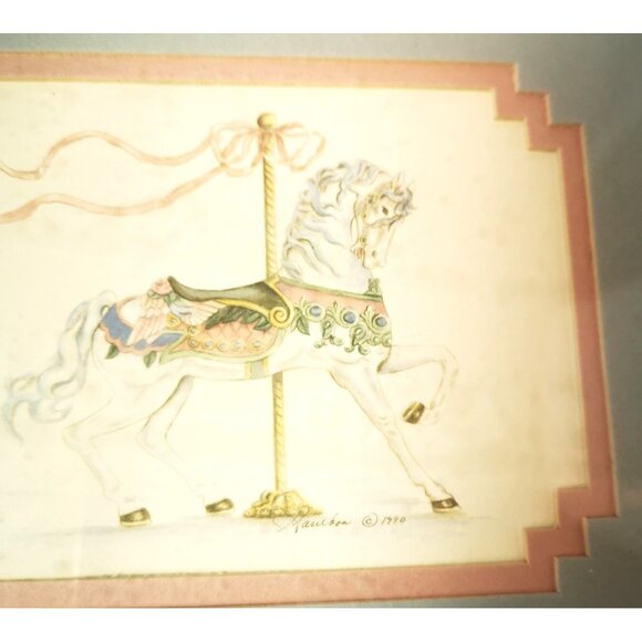 Art Prints Vintage Judy F  Faucher Carousel Horse Carriage Prints  1990 Signed - Picture 3 of 16
